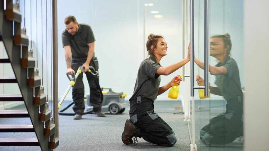 workers cleaning