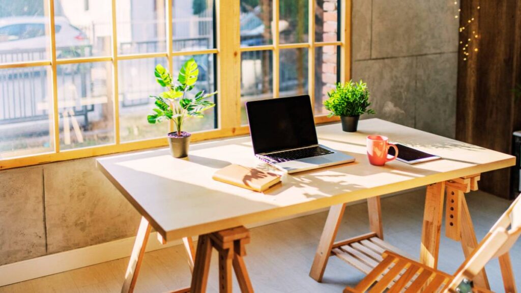 home office with natural light