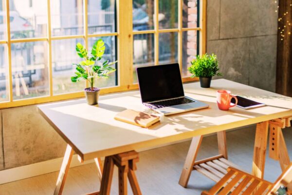 home office with natural light