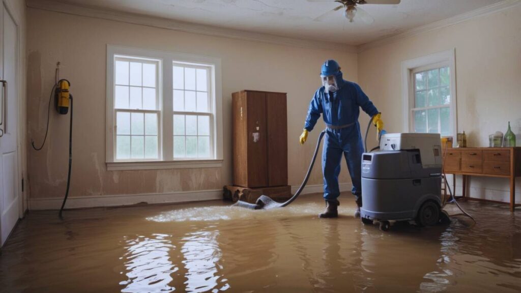 worker working on water removal