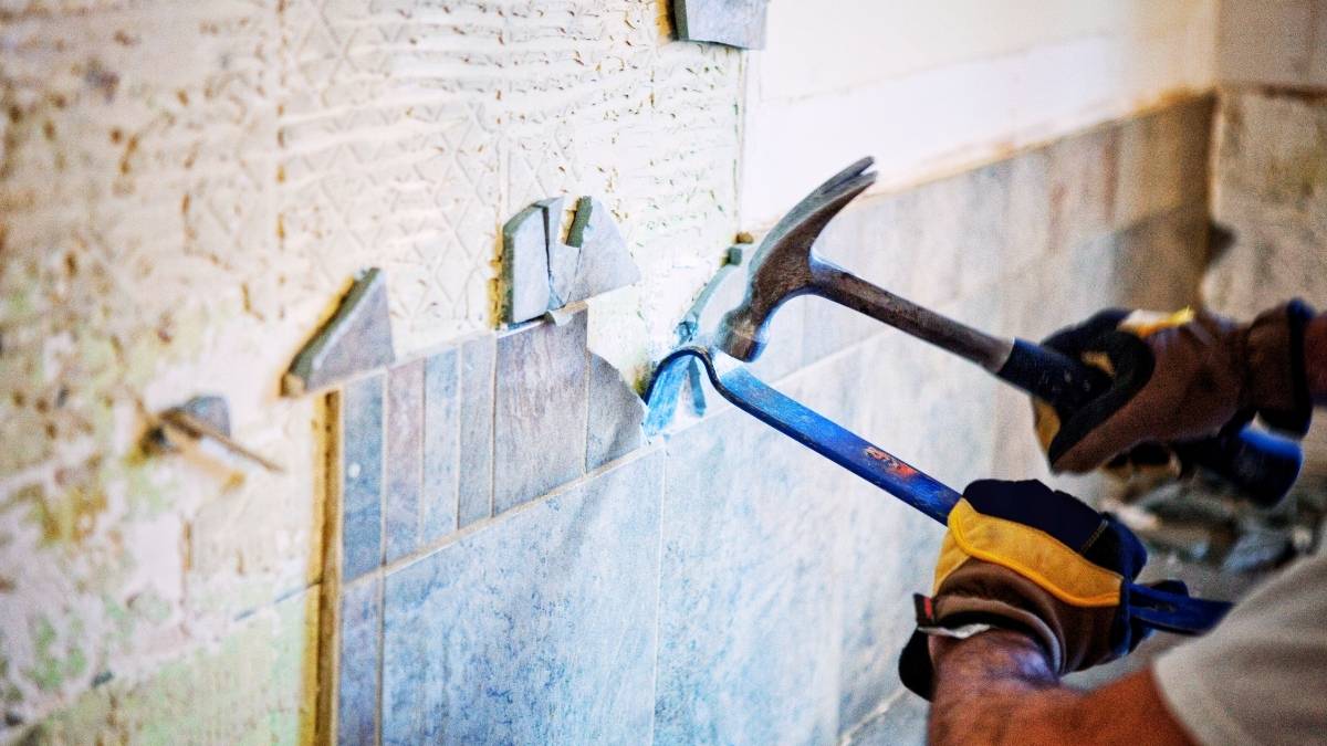 wall tiles being destroyed